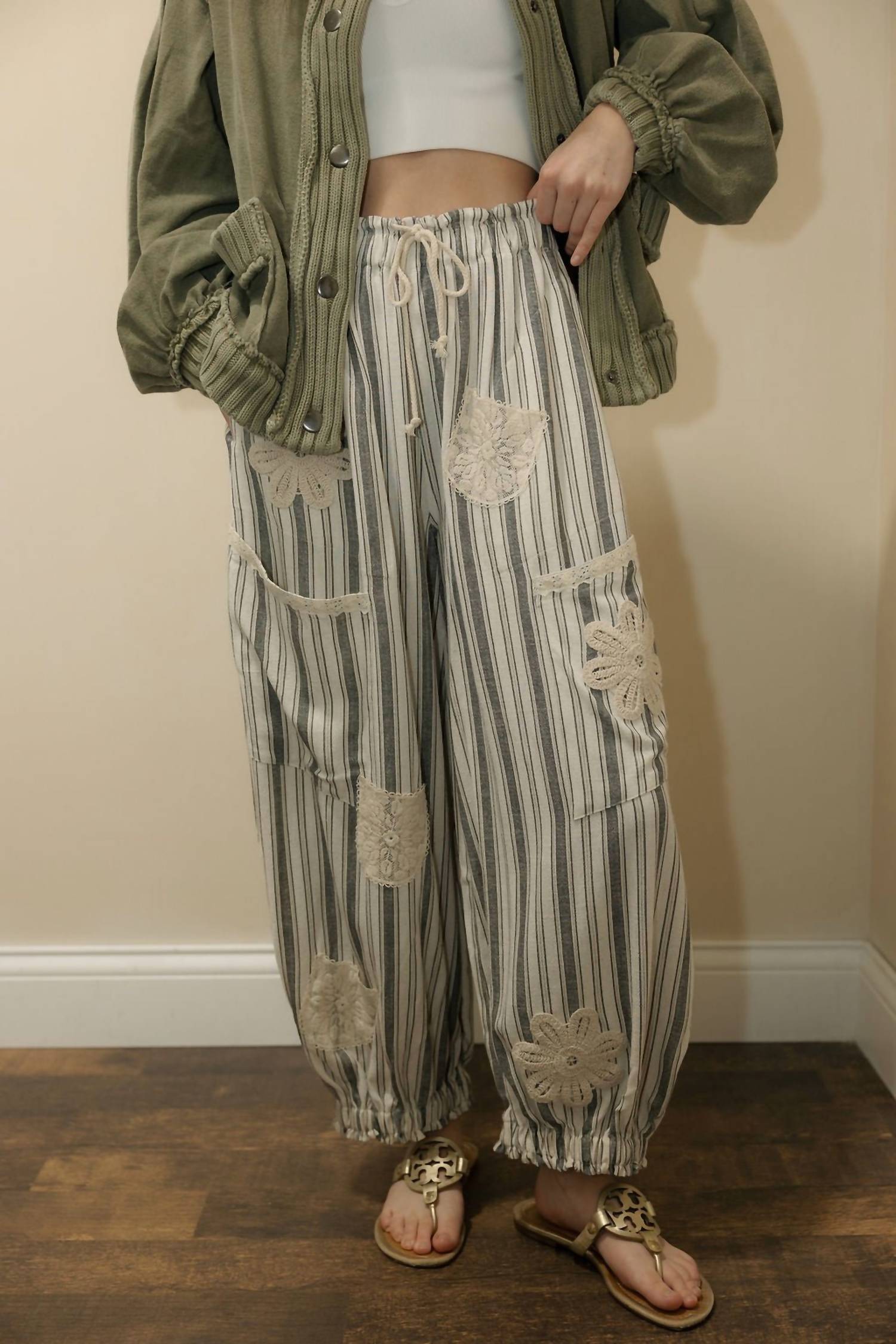Mittoshop - Stella Stripe Crochet Flower Pants