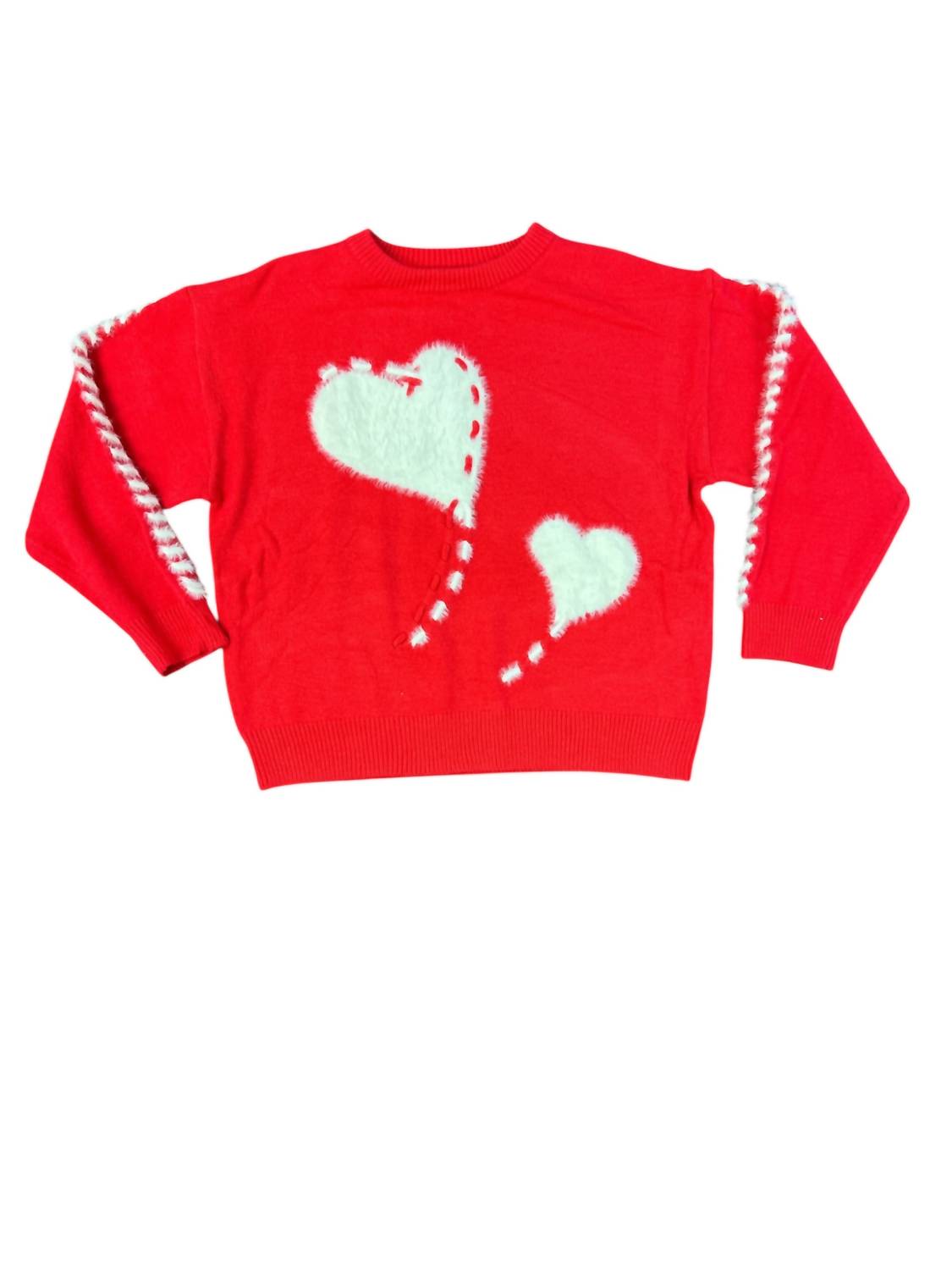&Merci - Women's Fuzzy Hearts Sweater