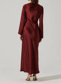 ASTR Catriona Front Slit Dress in mulberry - women's dress - detail view