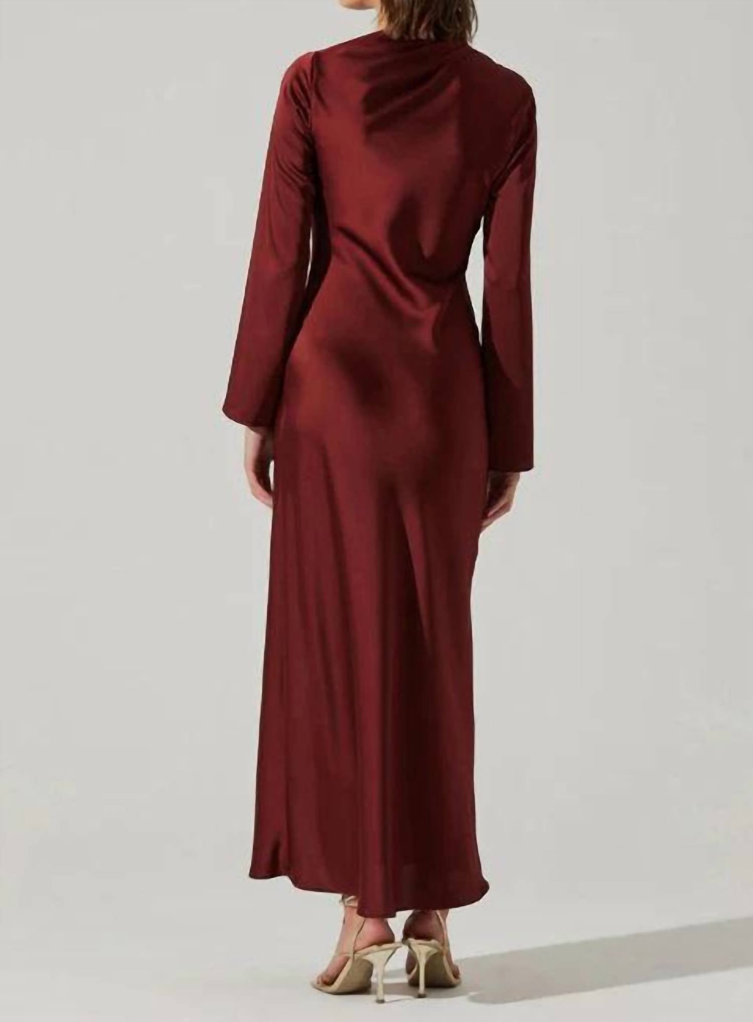 ASTR Catriona Front Slit Dress in mulberry - women's dress - detail view