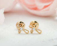 Cherished Moments - Little Girls 14k Gold-plated Infinity Cross Earrings