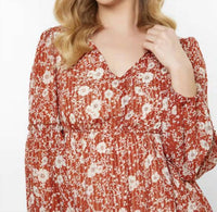Little Daisy Closet - Floral Ruffled Puff Sleeve Dress