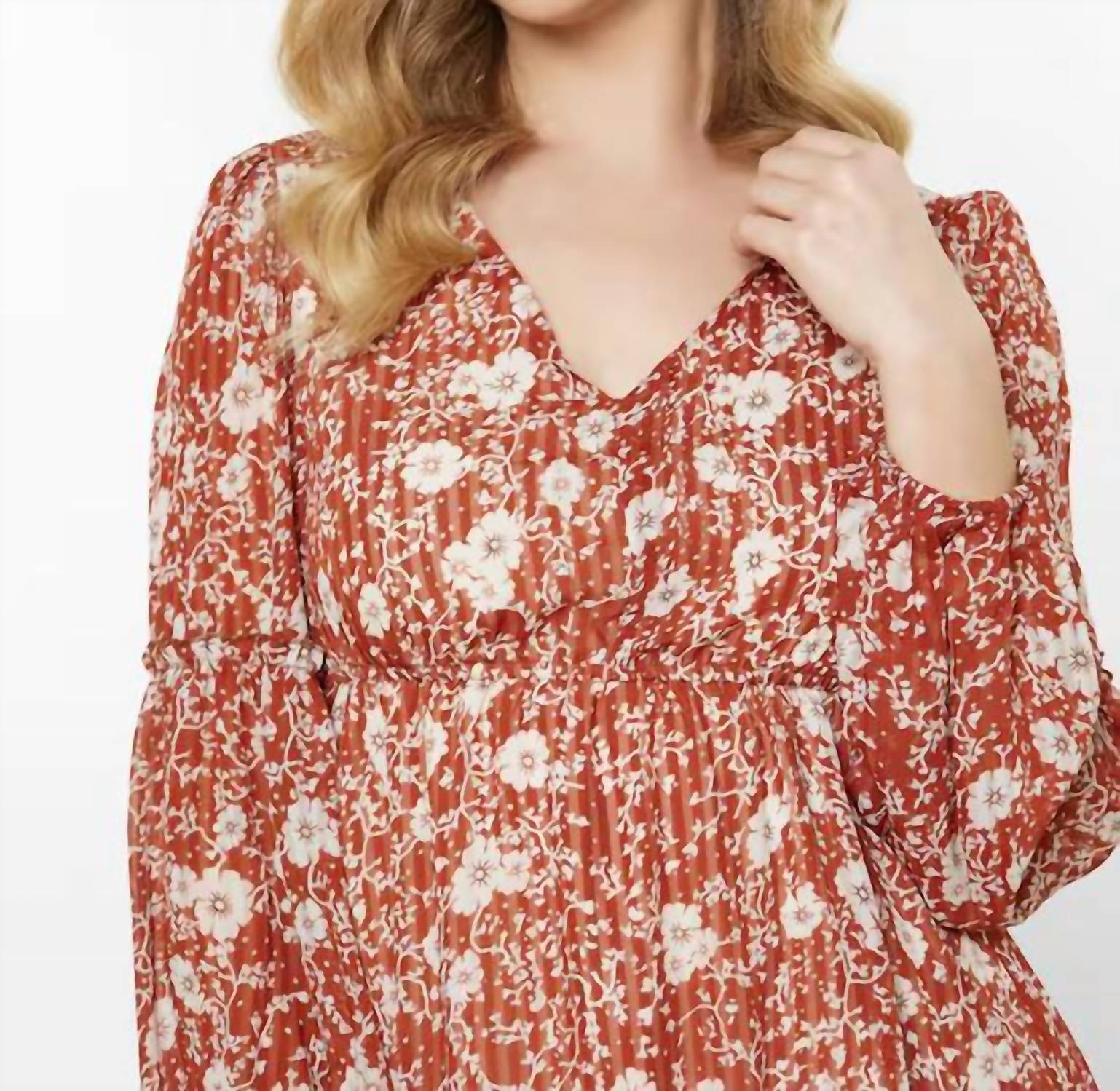 Little Daisy Closet - Floral Ruffled Puff Sleeve Dress
