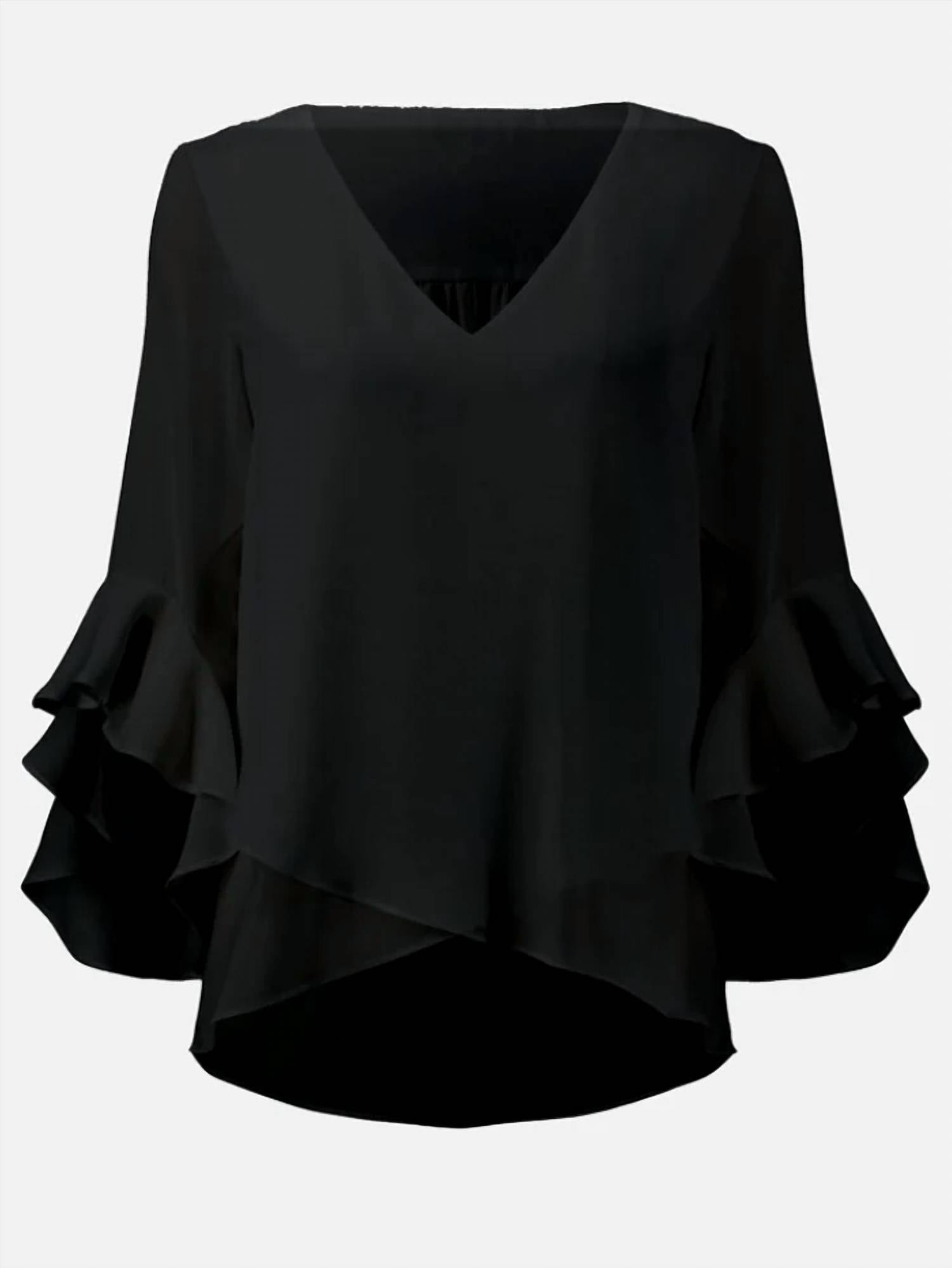 Joseph Ribkoff - V-neck Ruffled Top