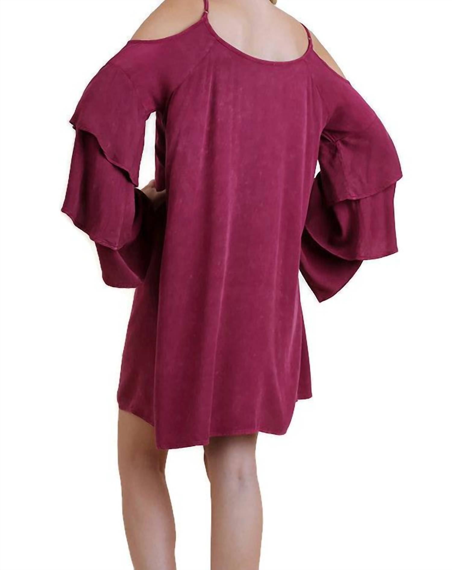 Umgee - Cold Shoulder Layered Bell Sleeve Dress