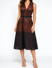 Kay Unger - Sleeveless Ombré Bronze Midi Dress