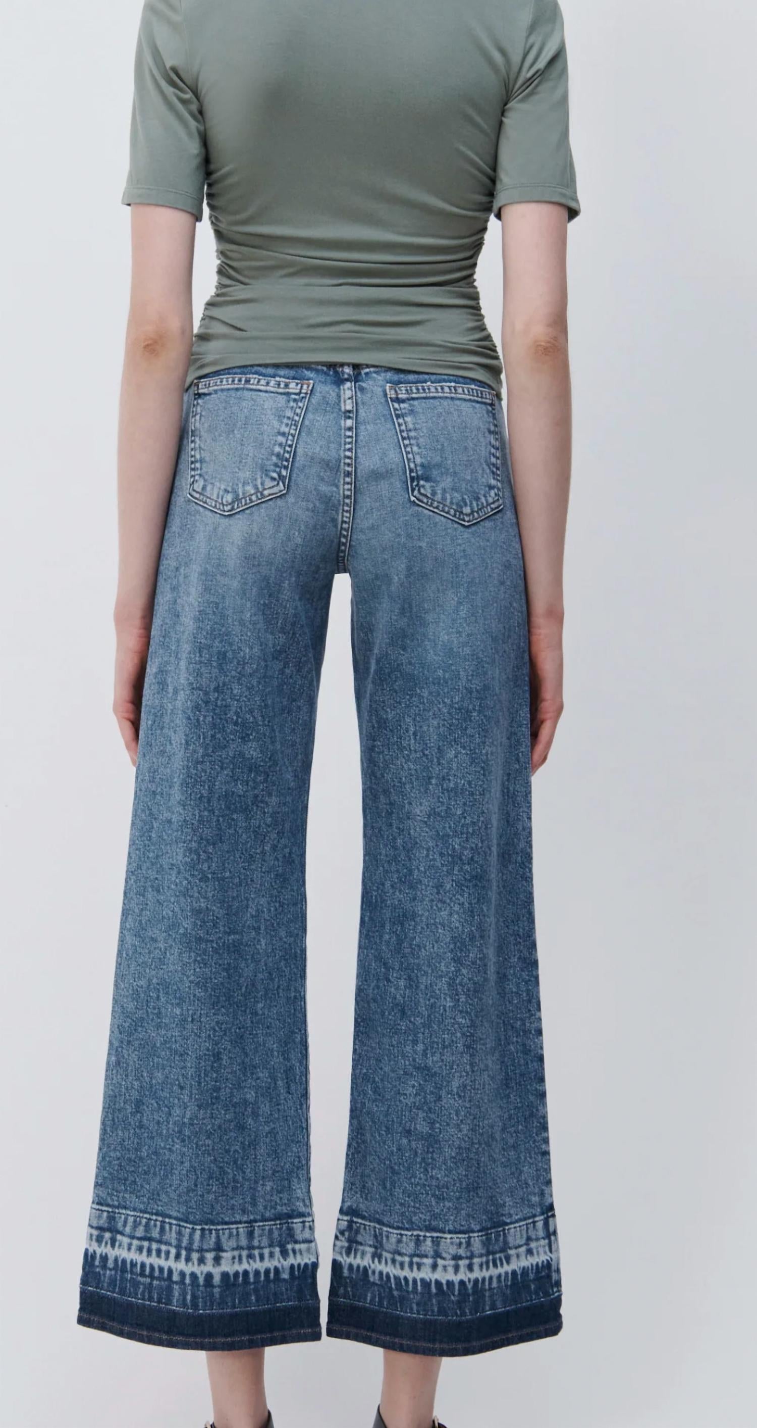 SIMKHAI Jude Wide Leg Jeans in sherwood - women's jeans - detail view