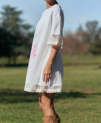 Davi & Dani - Angel Printed Dotted Mesh Layered Dress