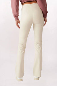 STEVE MADDEN Citrine Vegan Leather Flare Pants in bone - women's pants - alternate view