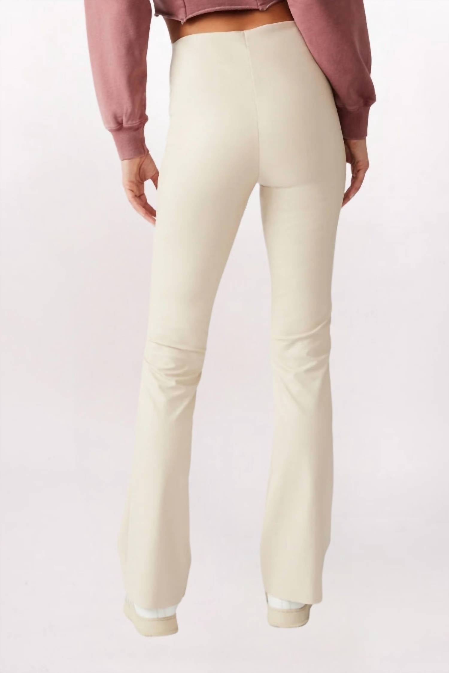 STEVE MADDEN Citrine Vegan Leather Flare Pants in bone - women's pants - alternate view