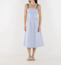 Emily McCarthy Constant Midi Dress in grapemist stripe - women's dress