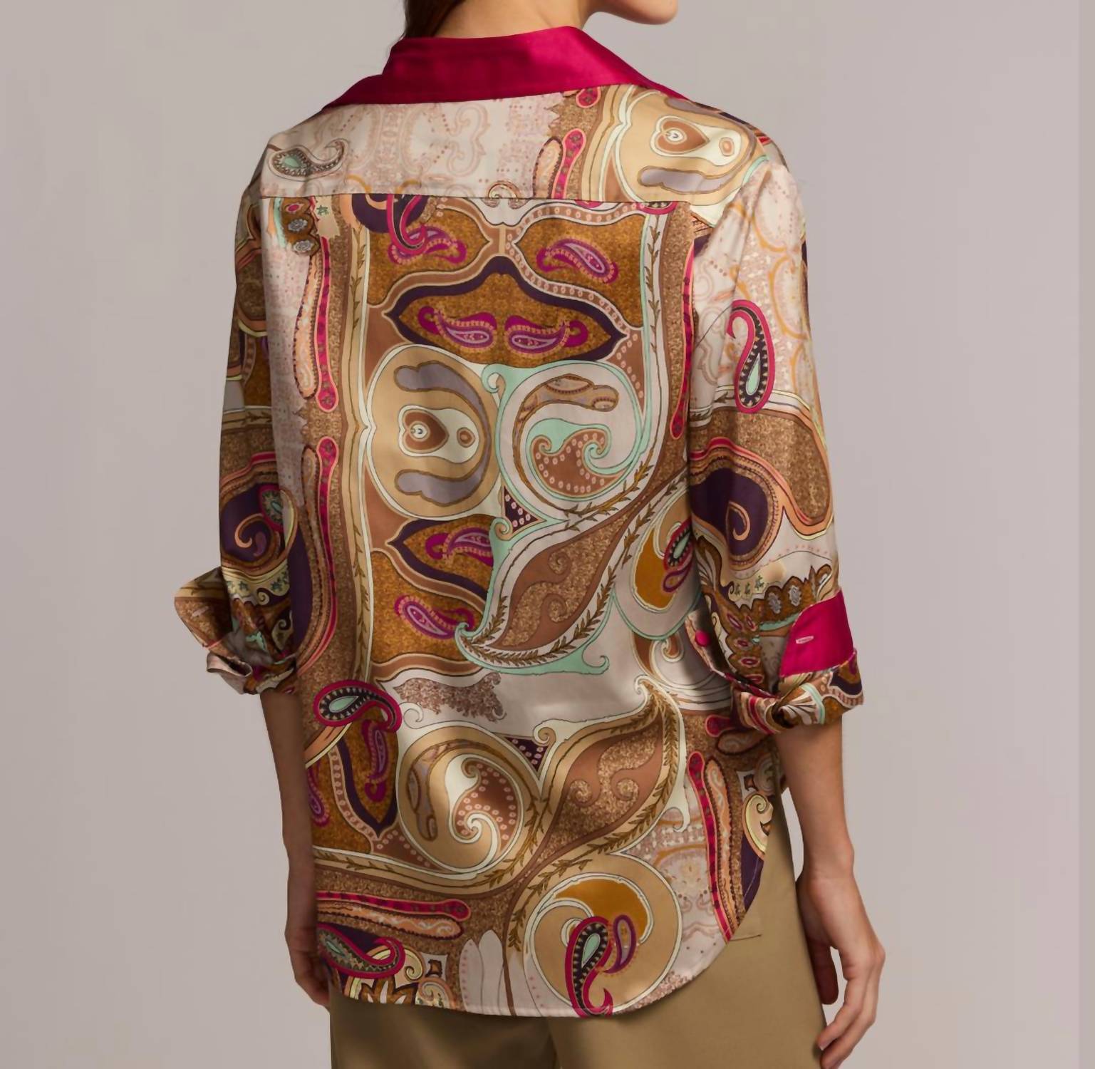 Hinson Wu Halsey Long Sleeve Shirt Top in scarf - women's long sleeve top - view 4