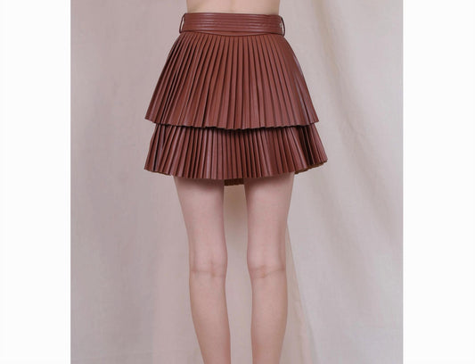 Fore - Pleated Faux Leather Skirt