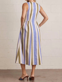 Entro - Striped Sleeveless Midi Dress