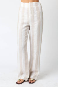 Olivaceous - Stripe Linen Pant