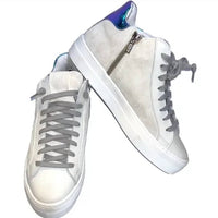 P448 Women's Thea Mid Cloud Sneakers in white gray - women's sneaker - detail view