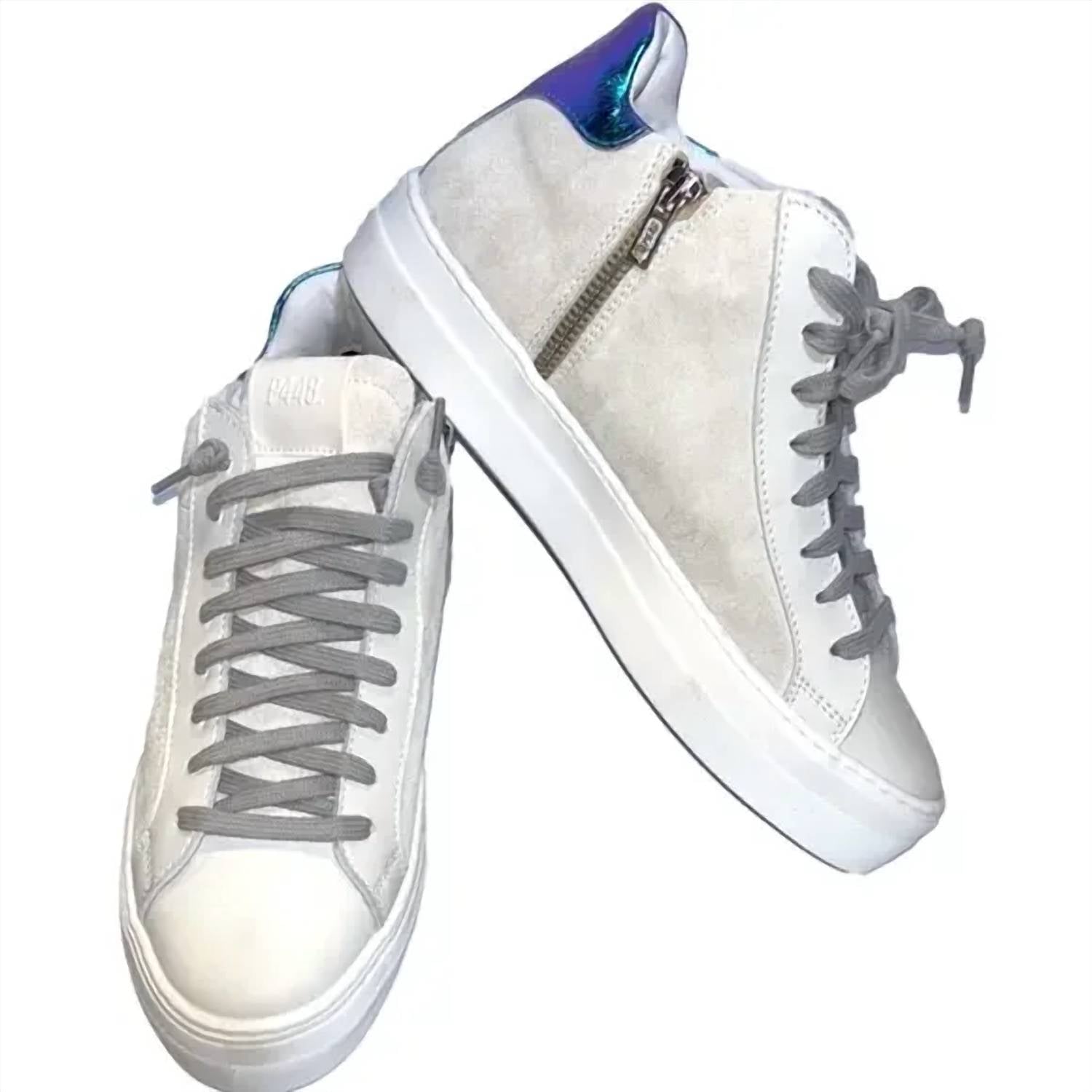 P448 Women's Thea Mid Cloud Sneakers in white gray - women's sneaker - detail view