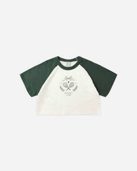 Rylee + Cru Kid's Raglan Crop Tee And Track Short Set in racquet club - item - alternate view