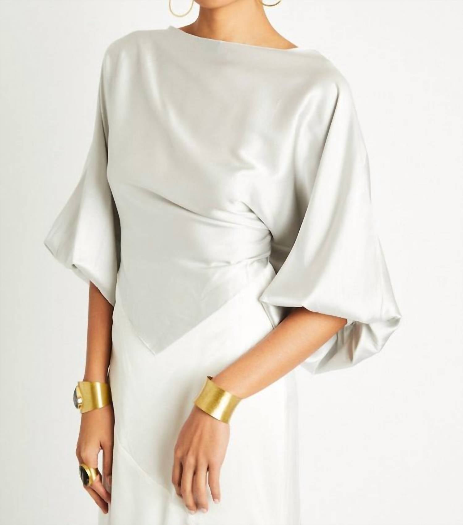 Beryll Ali Silk Wrap Top in pearl - women's t-shirt