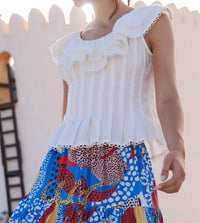 Oliphant Athena Top in tisbury white - women's blouse - detail view