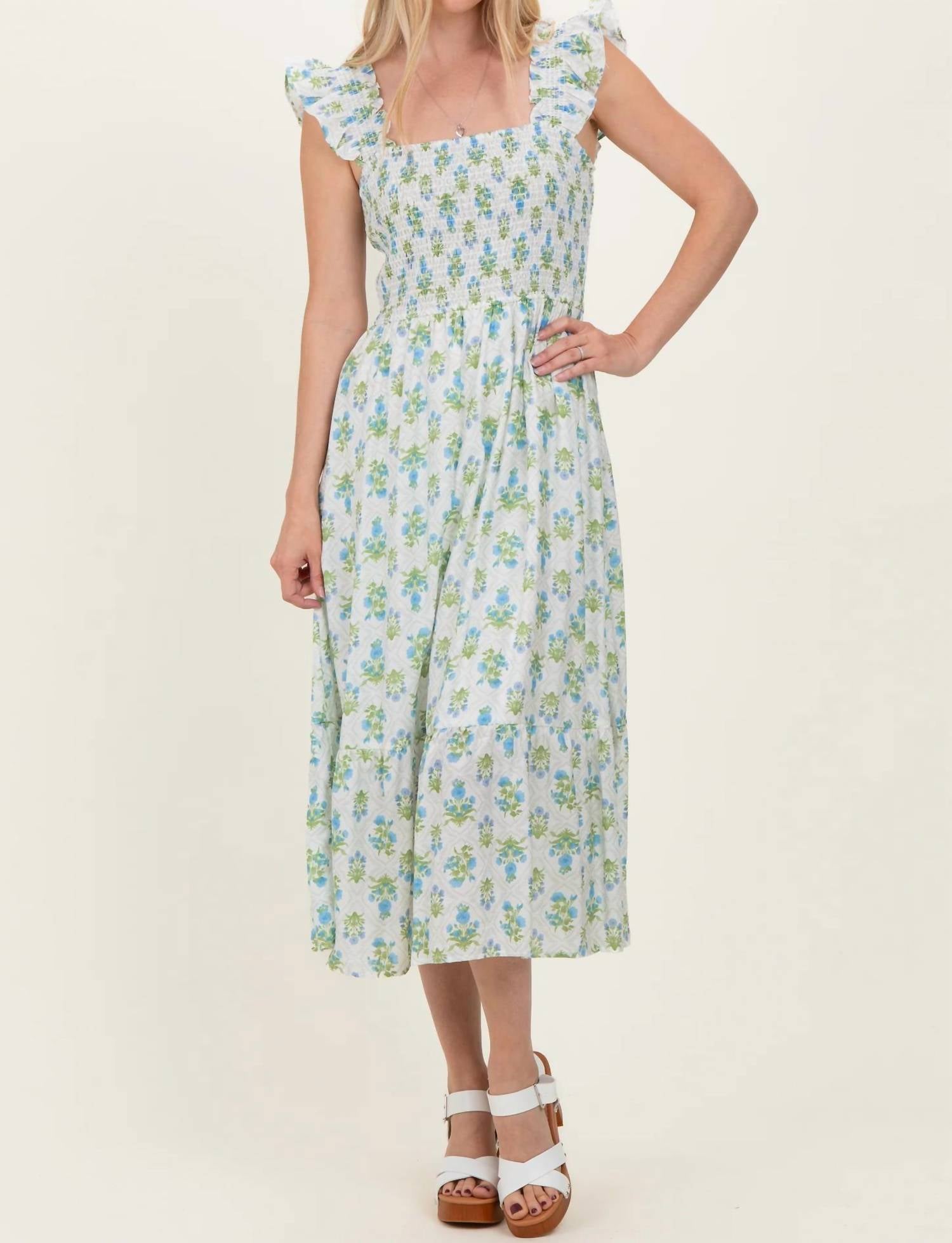 Blu Pepper - Floral Tile Midi Dress