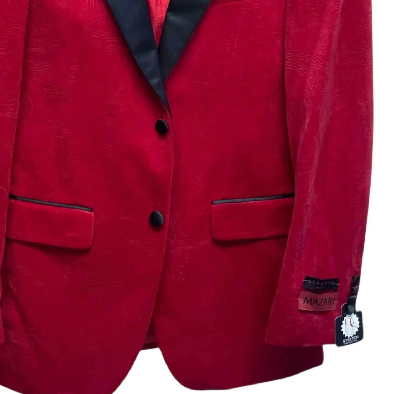 MAZARI Men's Fashion Blazer in red - men's jacket - alternate view