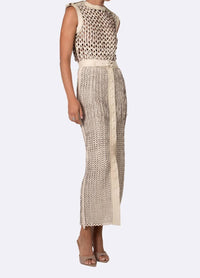 Nonchalant Label Torin Sleeveless Open Knit Top in crema - women's blouse - alternate view
