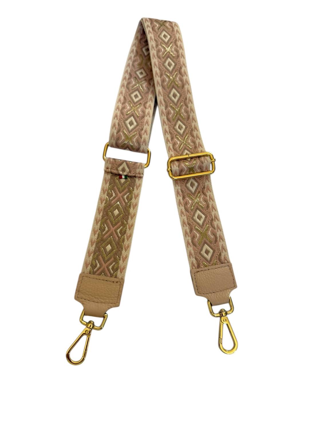 Made in Italy Women's Woven Guitar Style Bag Strap in italy women s woven guitar style bag strap in blush pink gold - women's item - detail view
