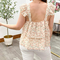 Doe And Rae - Stella Floral Print Ruffle Tank Top
