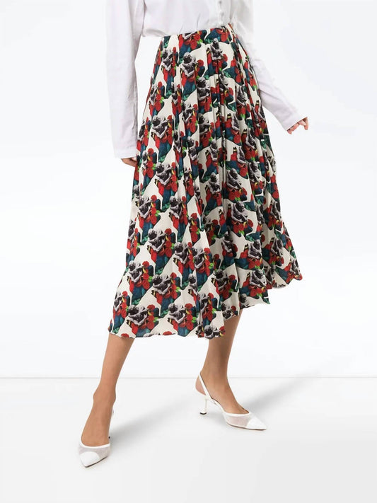 Valentino - Undercover Lovers Print Pleated Skirt