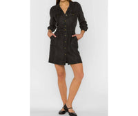 Velvet Heart Campbell Denim Mini Dress in lunar eclipse - women's dress - detail view