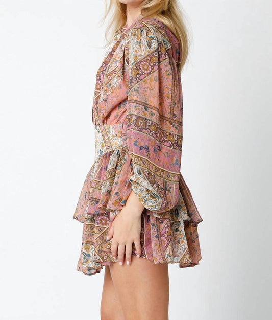 Olivaceous - Paisley Long Sleeve Mini Dress