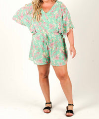 SHE + SKY Kimono Crush Romper in mint - women's pants