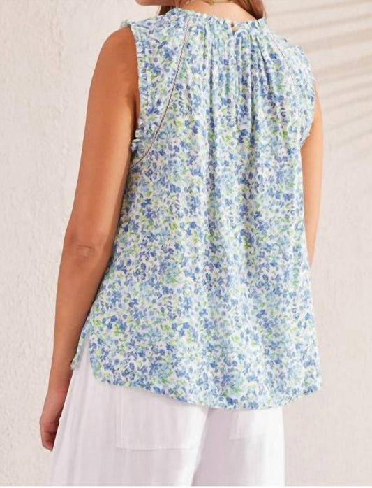 Tribal - Printed Sleeveless With Crochet Trim Blouse