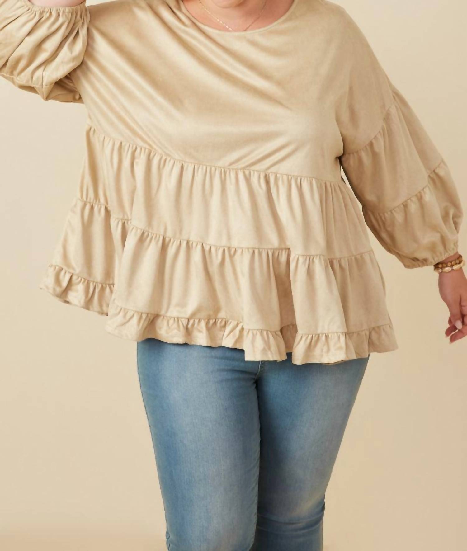 Hayden La - Suede Peplum Blouse