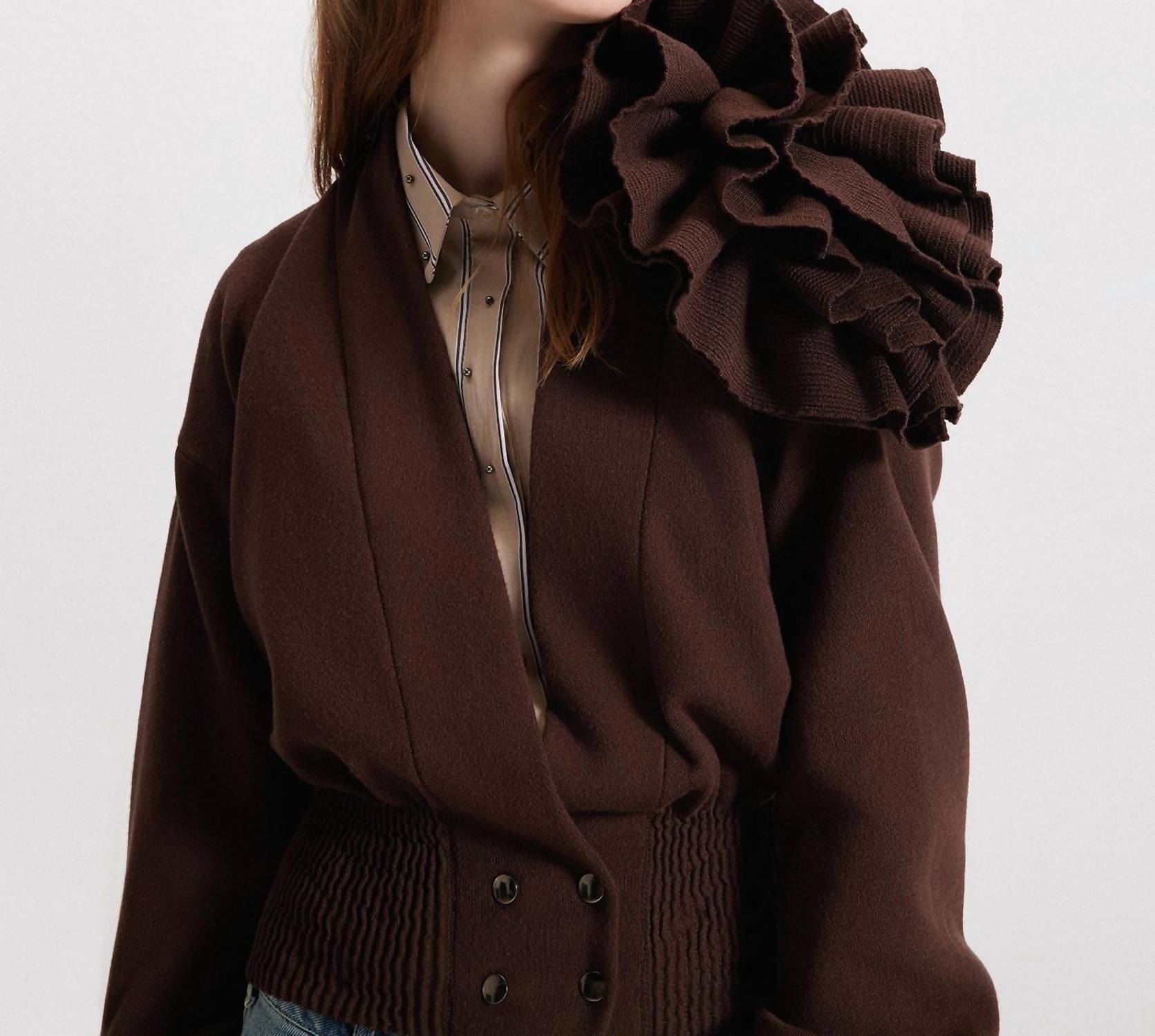 Theo The Label - Women's Nomia Ribbed Waist Rosette Cardigan