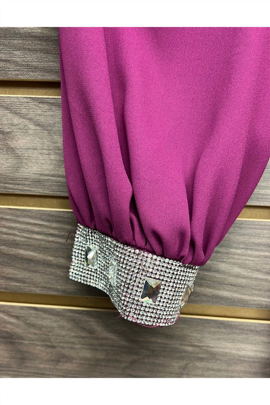 Lilian - Women's Plus Long Sleeve With Sequins Blouse