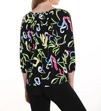 Frank Lyman - Frank Lyman Black/Multi Abstract Print Top Style 256190