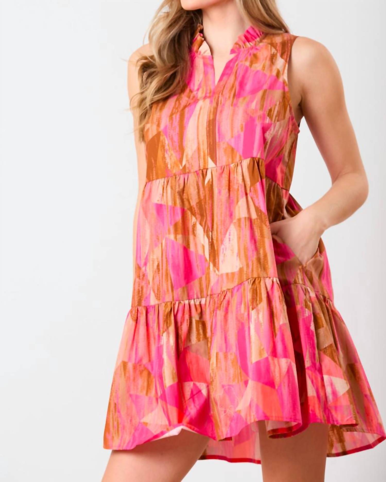 Peach Love - Desert Rose Tiered Mini Dress