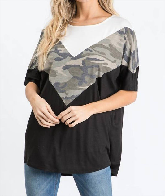 Heimish Usa - Camo Color Block Top