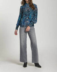 Apny - Puff Shoulder Button Front Top