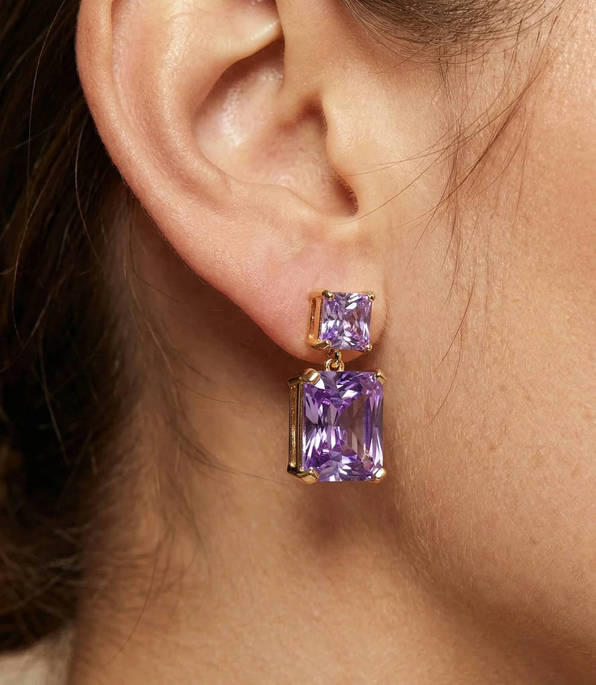 Marlyn Schiff - Women's Princess Cut Drop Earrings