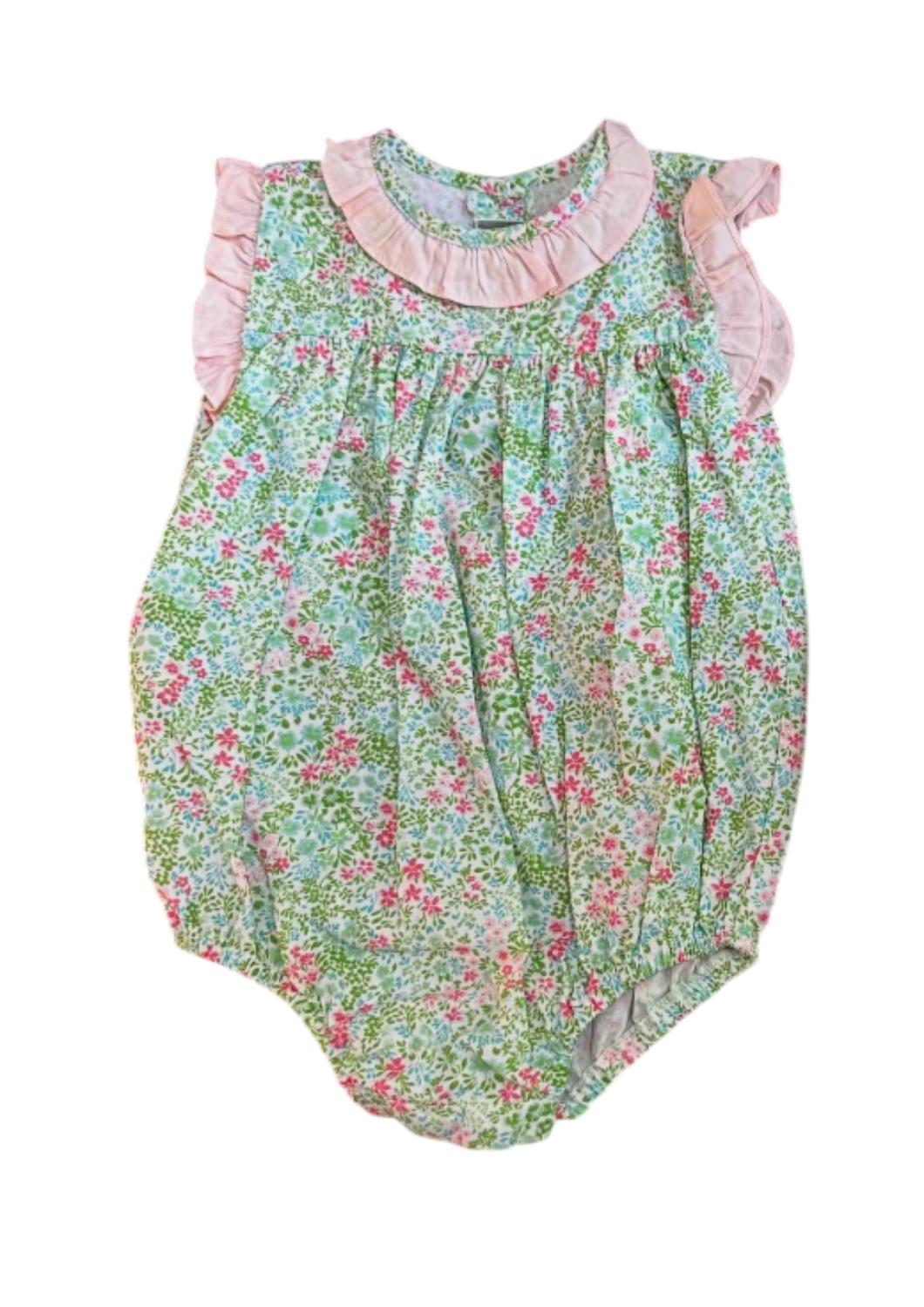 James & Lottie - Baby Girl's Rosie Floral Bubble Onesie