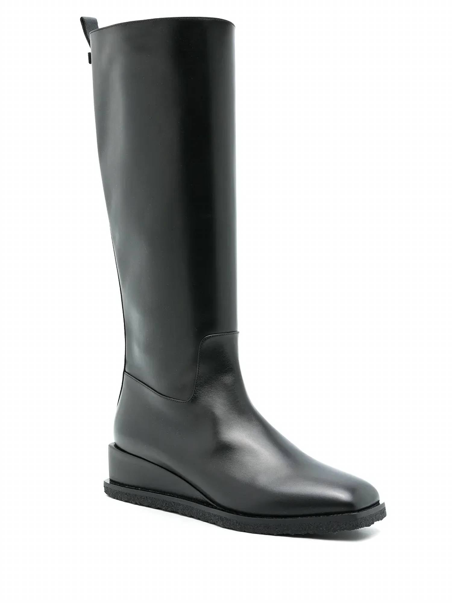 Salvatore Ferragamo Women's Wayde Leather Wedge Boots in black - women's shoe - view 9