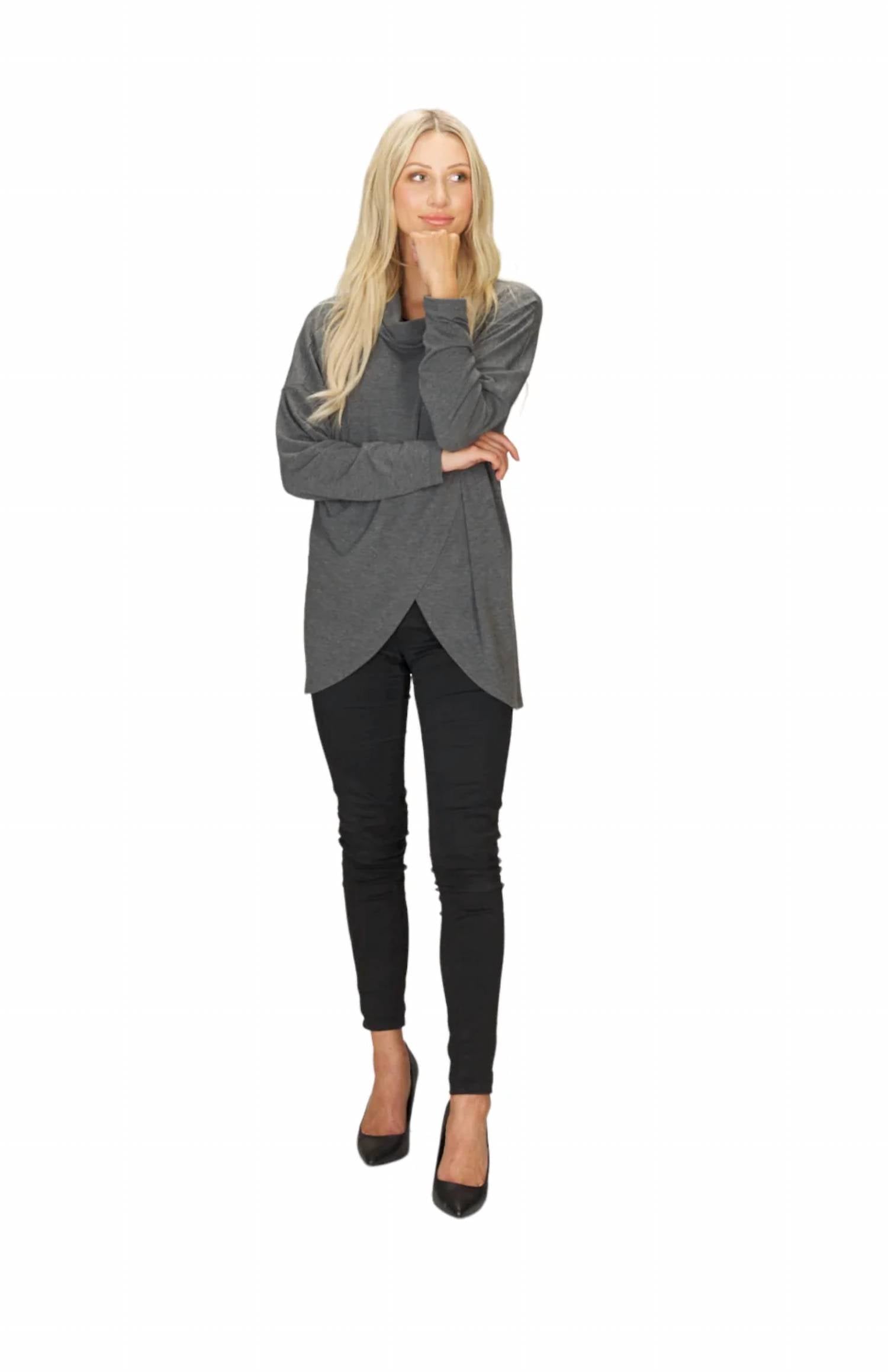 Papillon - Cowl Neck Crossover Front Sweater