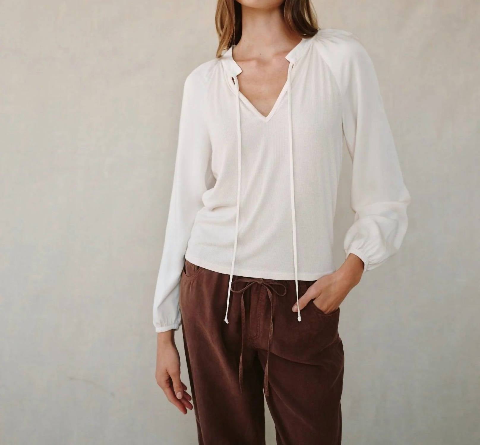 Bella Dahl - Long Sleeve Raglan Mixed Shirt