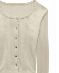 Katie J Nyc - Girls Marina Button Down Pointelle Top