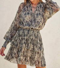 Dress Forum - Eclipsed Floral Print Lurex Ruffled Mini Dress
