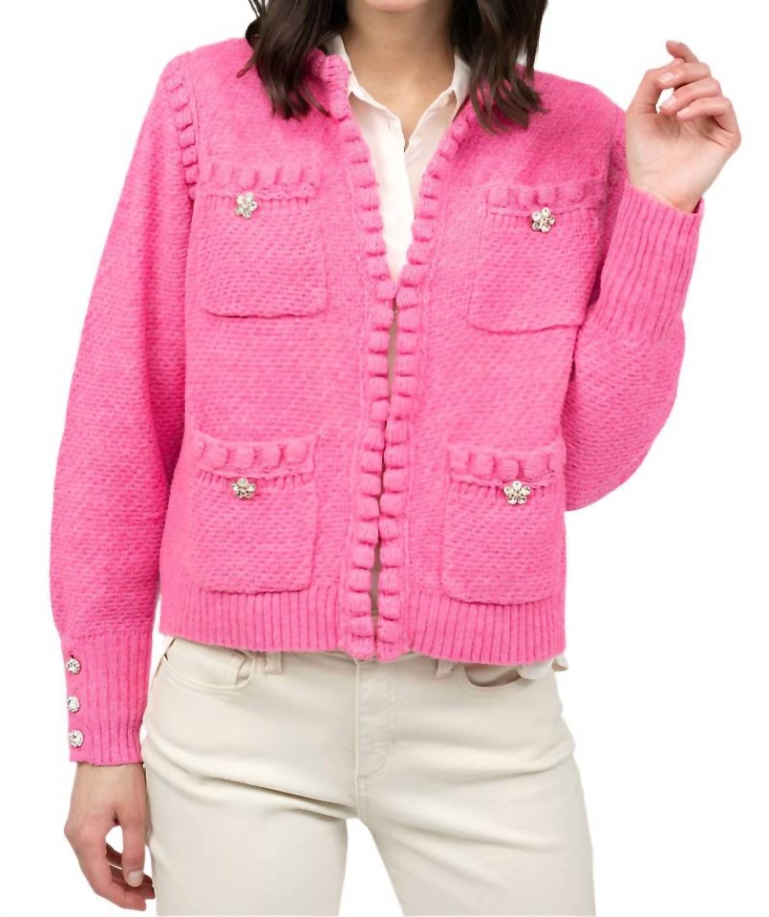 Ivy Jane - Long Sleeve Pearl Edge Pocket Cardigan