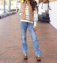 Grace and Lace Crew Neck Striped Sweater in ivory multi stripe - women's sweater - view 8